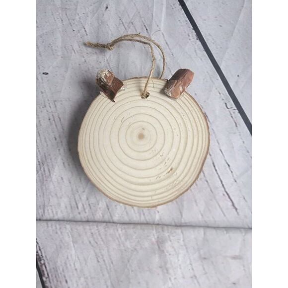 handmade woodslice bear Ornament rustic Christmas Countrycore Pinecone Ears - Picture 3 of 4